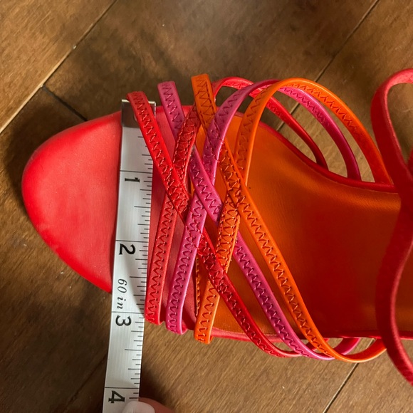 New Apostrophe heels 7.5m red purple orange elastic straps - Picture 4 of 8